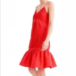 J Crew Red Eyelet Dress